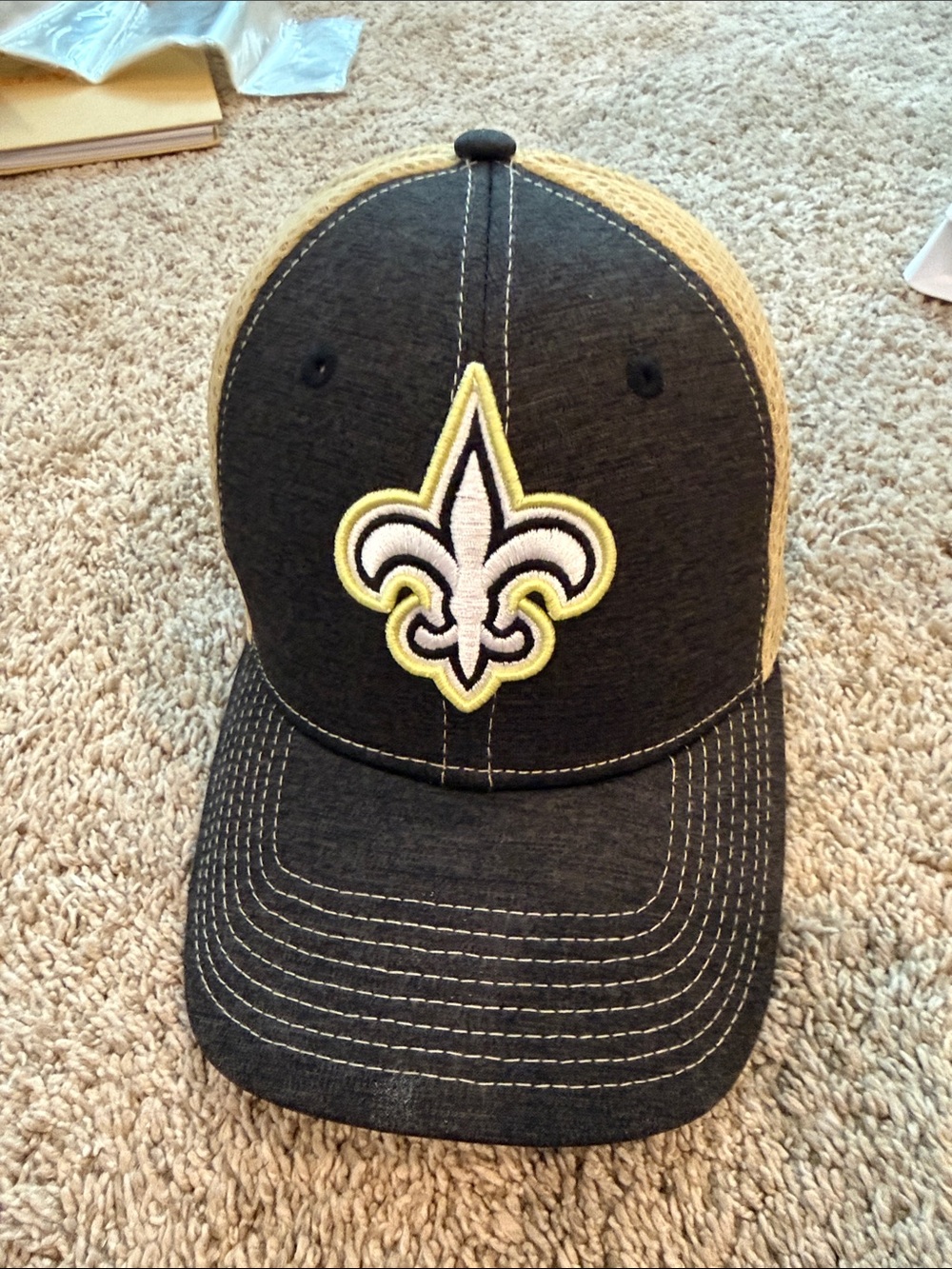NFL Black and Gold Fleur-de-Lis Mesh-Back Hat